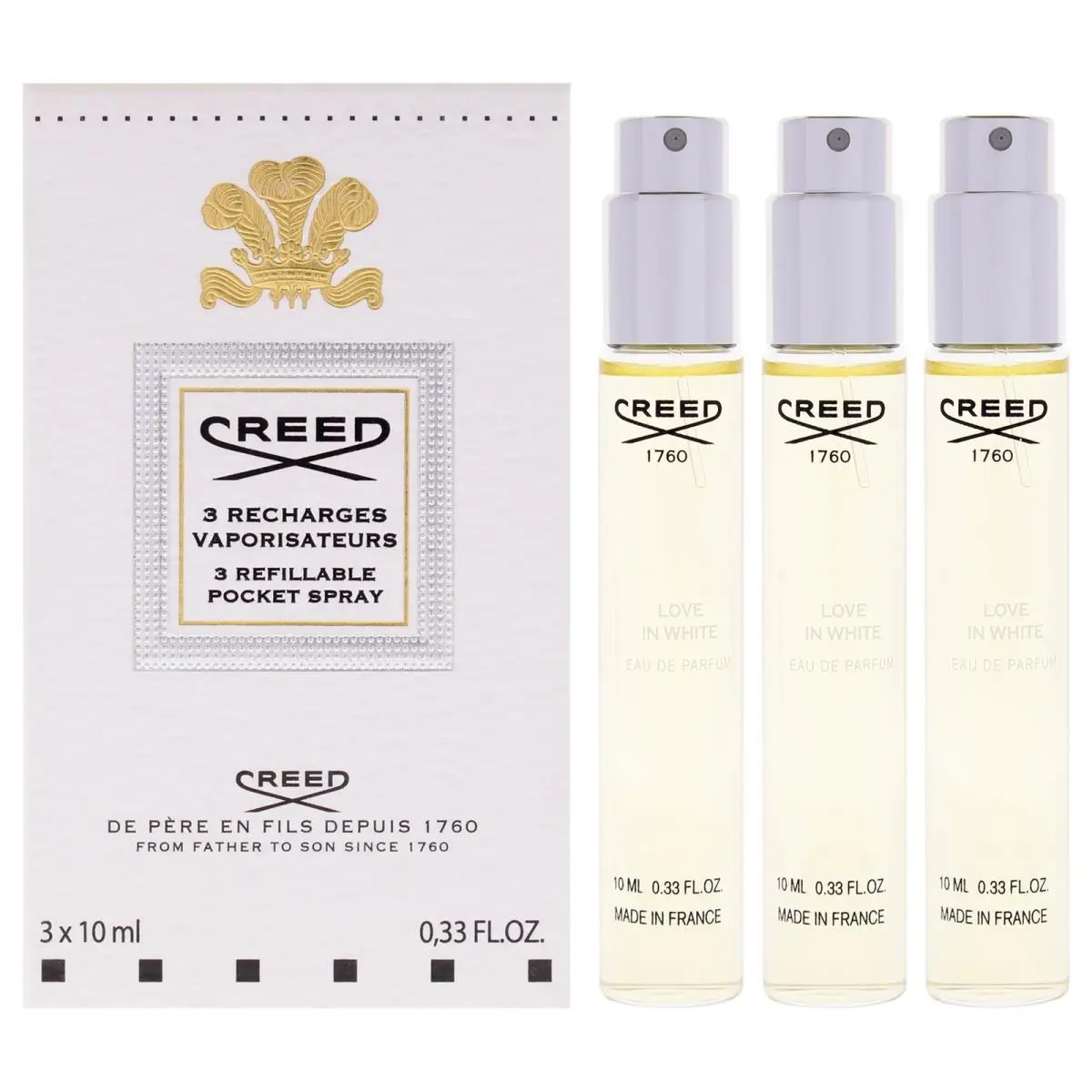 2 Pack Love In White  For Women - 3 Pc 3 x 0.33oz Edp Refillable by Creed