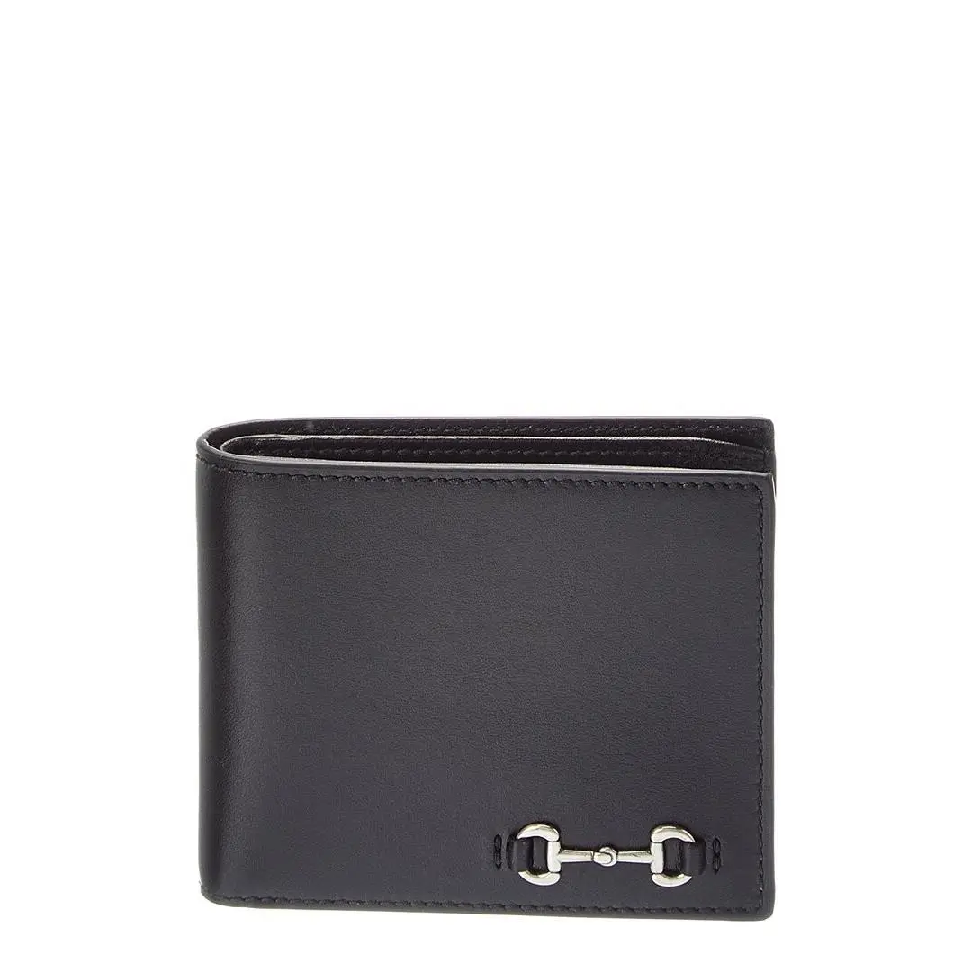 Horsebit Leather Wallet Men`s Black Os by Gucci