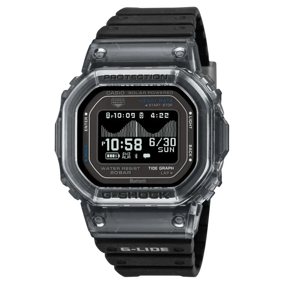 Casio G-shock G-lide GBXH5600-1 Translucent Black Digital GBX-H5600 Series Watch