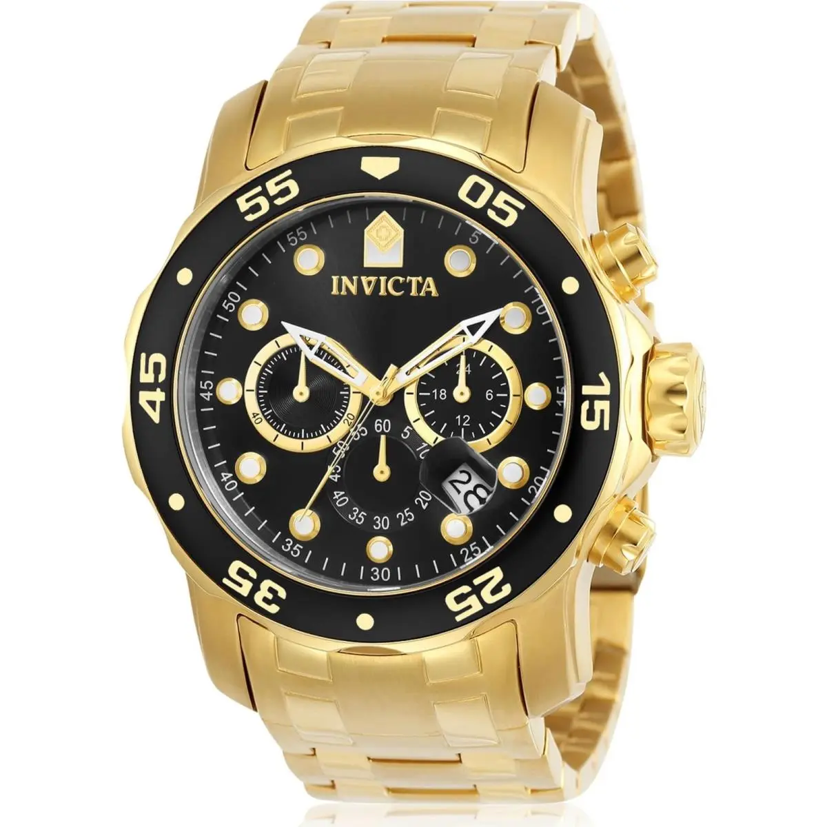 Men`s 0072 Pro Diver Collection Chronograph 18k Goldplated Watch by Invicta
