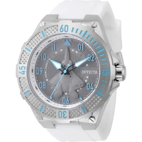 Invicta Men`s Aviator 50mm Quartz Chronograph Gray/blue Tone Silicone SS Watch