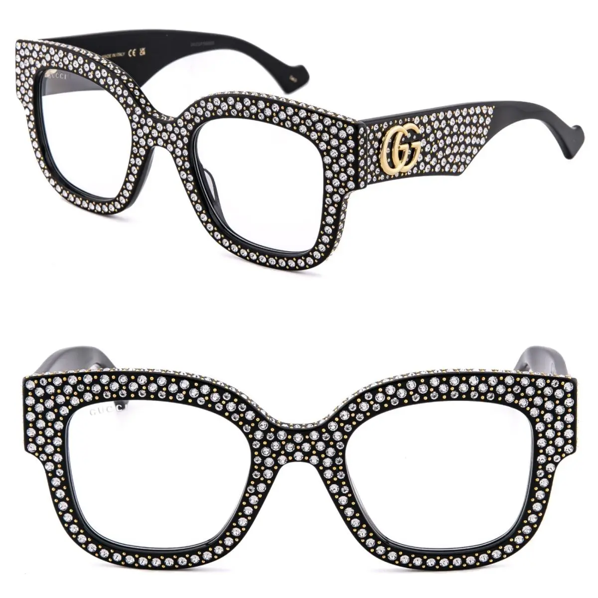 Hollywood 1423 Black Crystal Strass Rim Bold Style Gg1423S 001 Sunglasses by Gucci