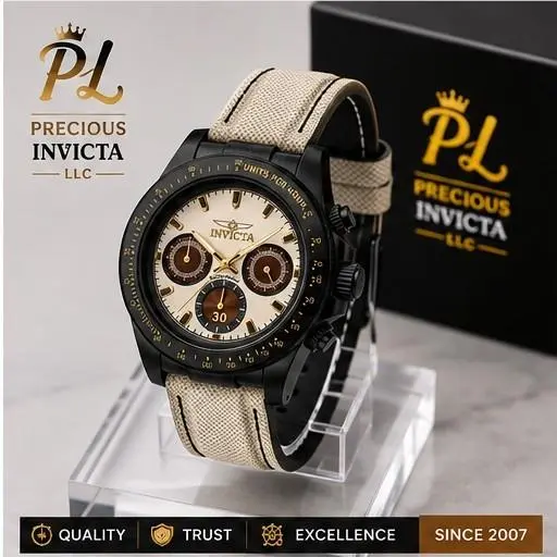 Invicta Men`s 39.5mm Speedway Quartz Chronograph Black/beige Tone 200m SS Watch