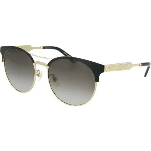 Sunglasses GG0075S 002 56mm Black Gold / Grey Lens by Gucci