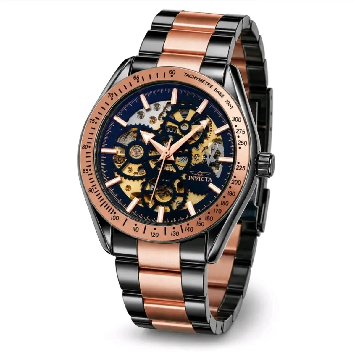 Invicta Men`s Skeleton Automatic Watch 43mm Black/rose Gold 69598