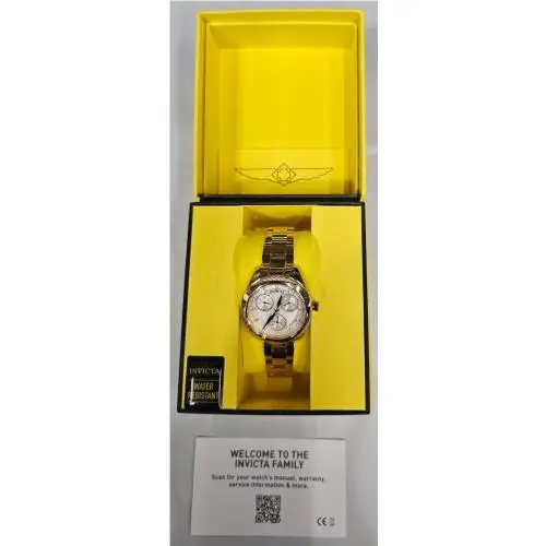Women`s Bolt Quartz 34 MM Gold White Dial by Invicta