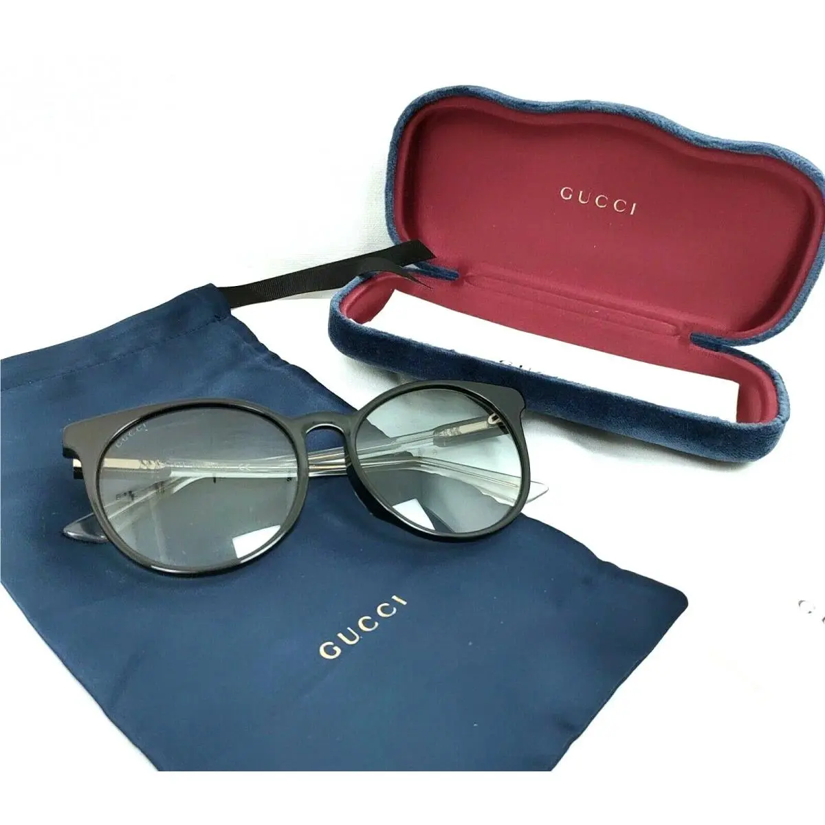 Black Soft Cat Eye Sunglasses GG0488SA 004 56MM in Case by Gucci