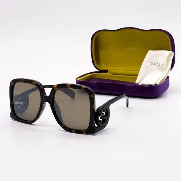 GG1326S 007 Oversized Dark Havana Brown Mirror Women Sunglasses  by Gucci