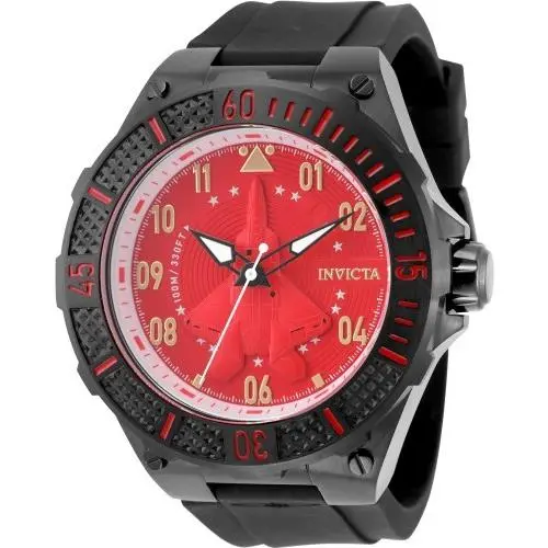Invicta Men`s Aviator 50mm Quartz Chronograph Black/red Tone Silicone SS Watch