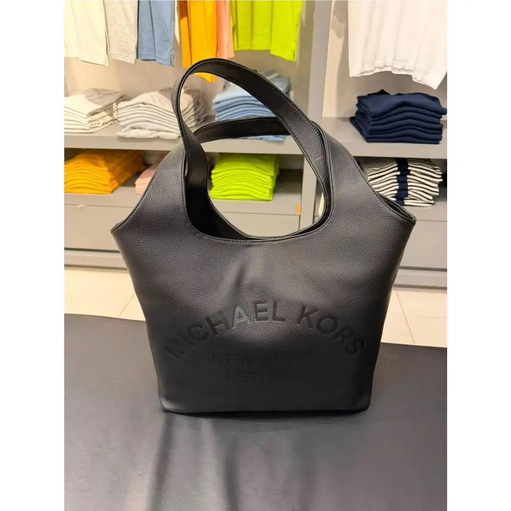Cooper Men Small PU Blend MK Logo Embossed Tote Bag Black by Michael Kors