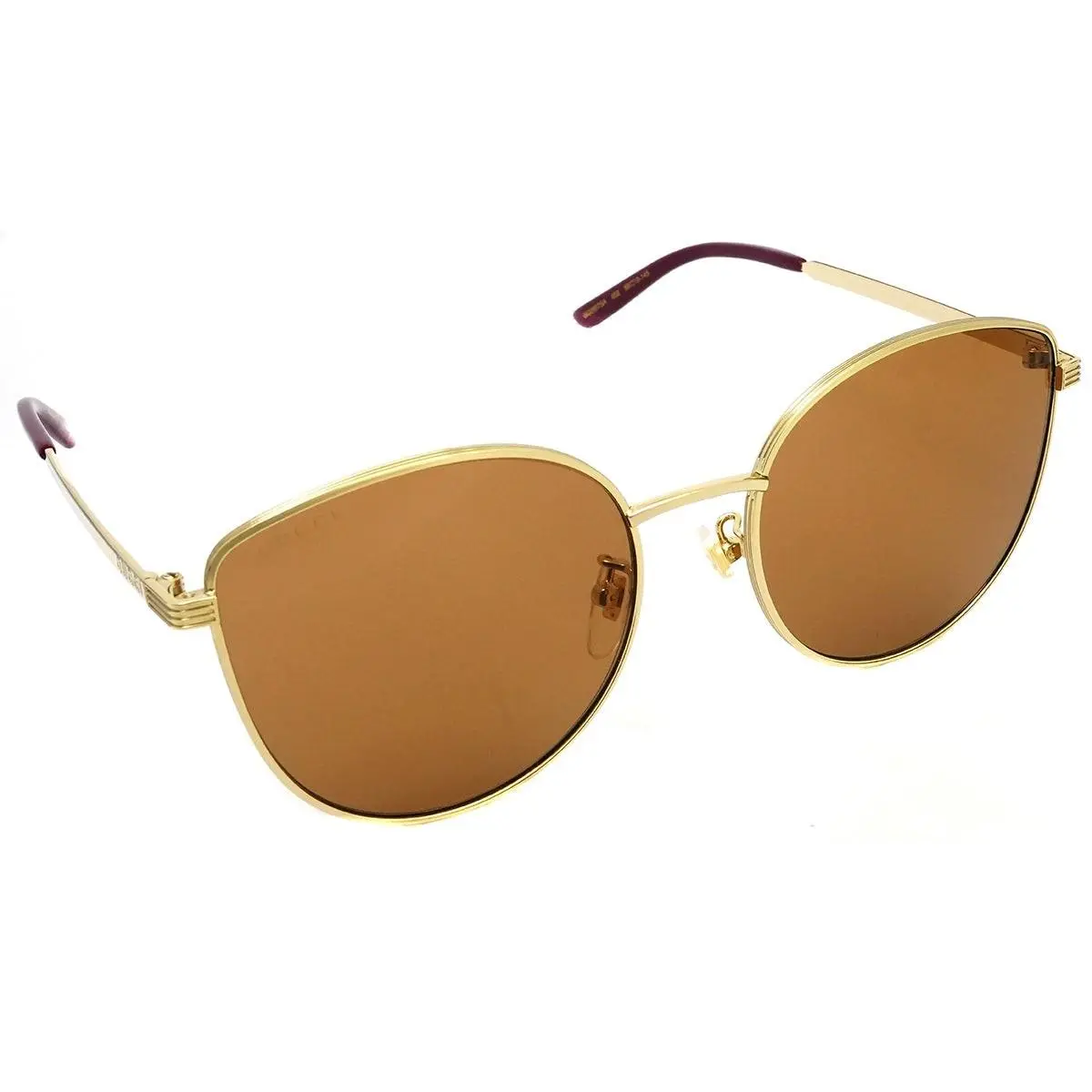 GG0807SA 002 Sunglasses 58mm Gold / Brown Solid Lens by Gucci