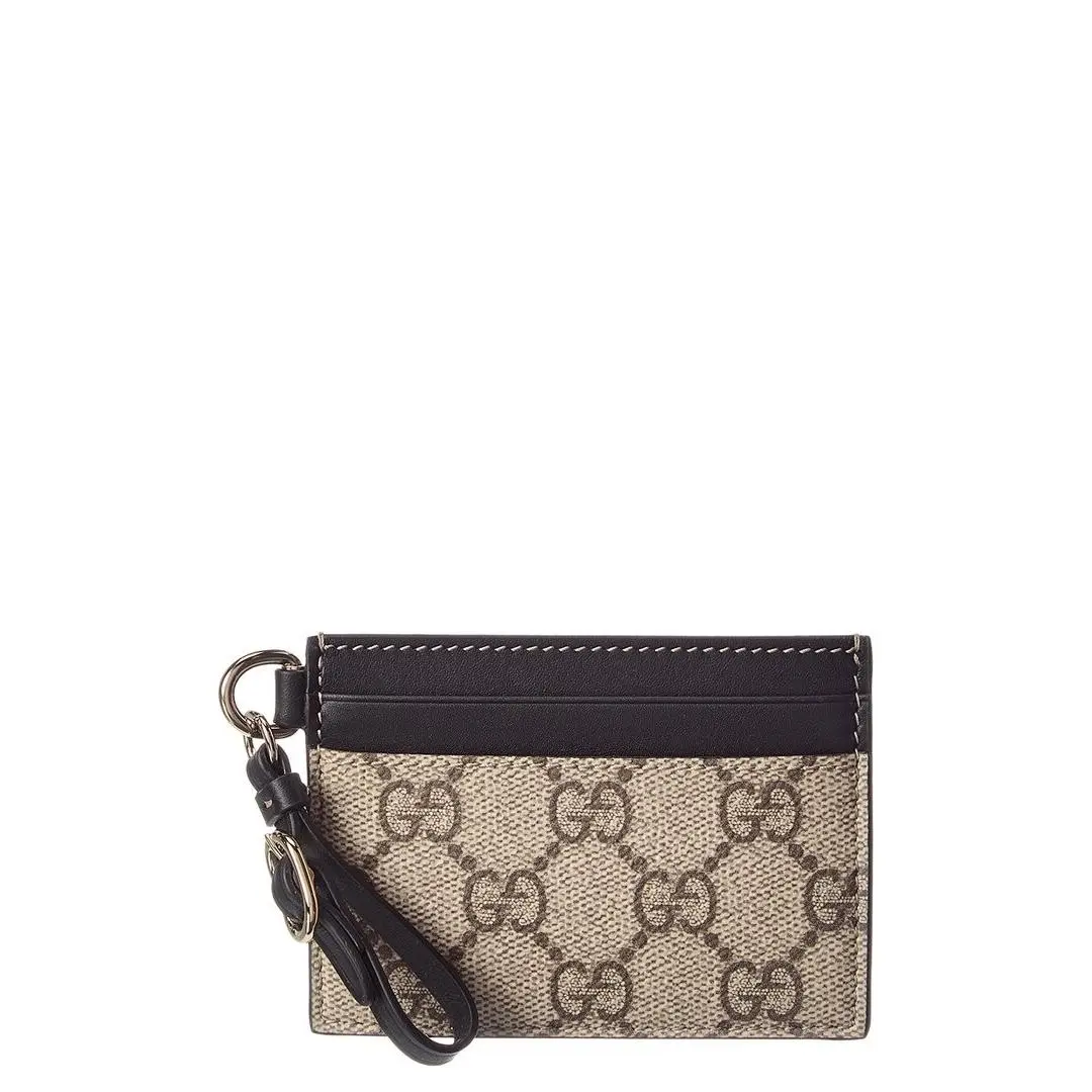 Emblem Gg Supreme Canvas Leather Card Case Women`s by Gucci