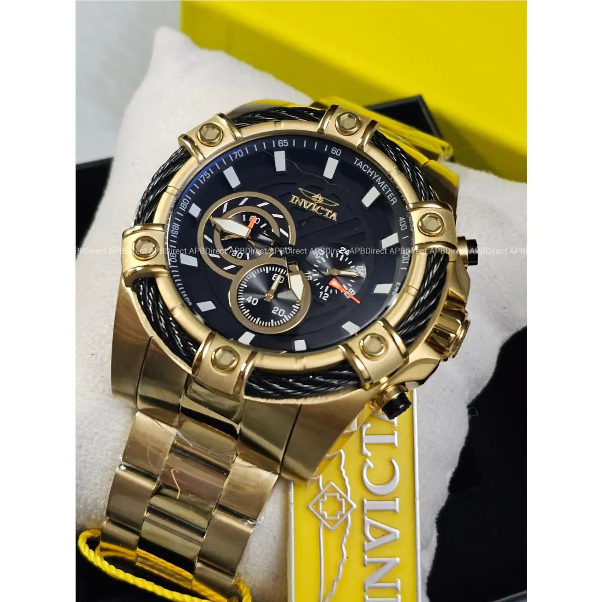 Invicta - Bolt - 52mm Chronograph - Gold Plated SS Case Bracelet- Mens Watch