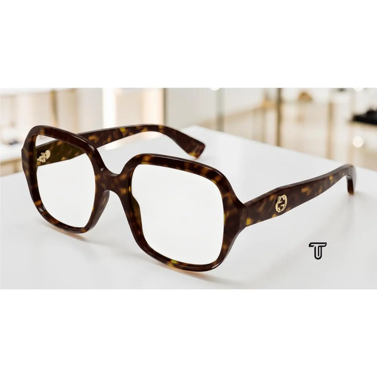 GG0799O 002 Rectangular Squared Havana Dark 53 mm Women`s Eyeglasses by Gucci
