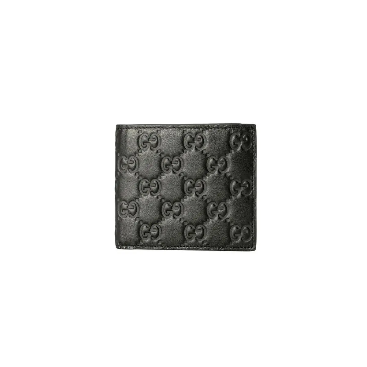 Men`s Black GG Emblem Embossed Leather Bifold Wallet by Gucci