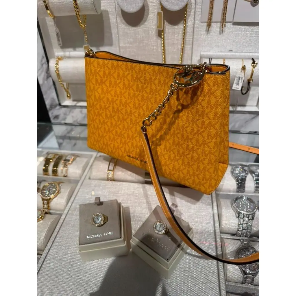 Michael Kors Christina Women Small Bag Handbag Crossbody Canvas Honeywheat Purse