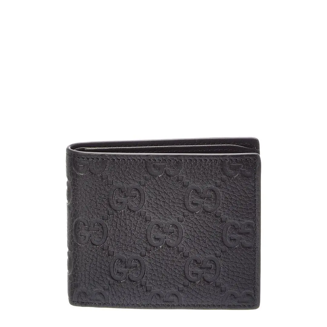 Gg Leather Wallet Men`s Black Os by Gucci