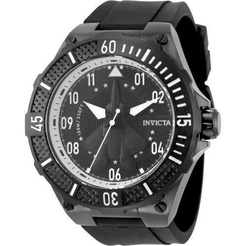 Invicta Men`s Aviator 50mm Quartz Chronograph Black/white Tone Silicone SS Watch - Dial: Black, Band: Yellow, Bezel: Gunmetal
