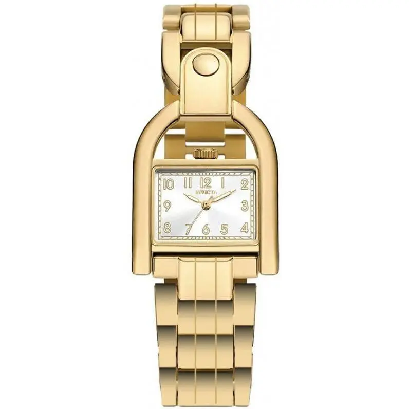 Wildflower Quartz Gold Ladies Watch 49592 Silver Dial Square Case 28mm by Invicta