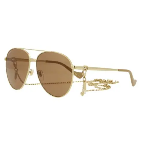 GG1088S Women`s Aviator Sunglasses Gold Brown Lens GG1088S 004 61 by Gucci