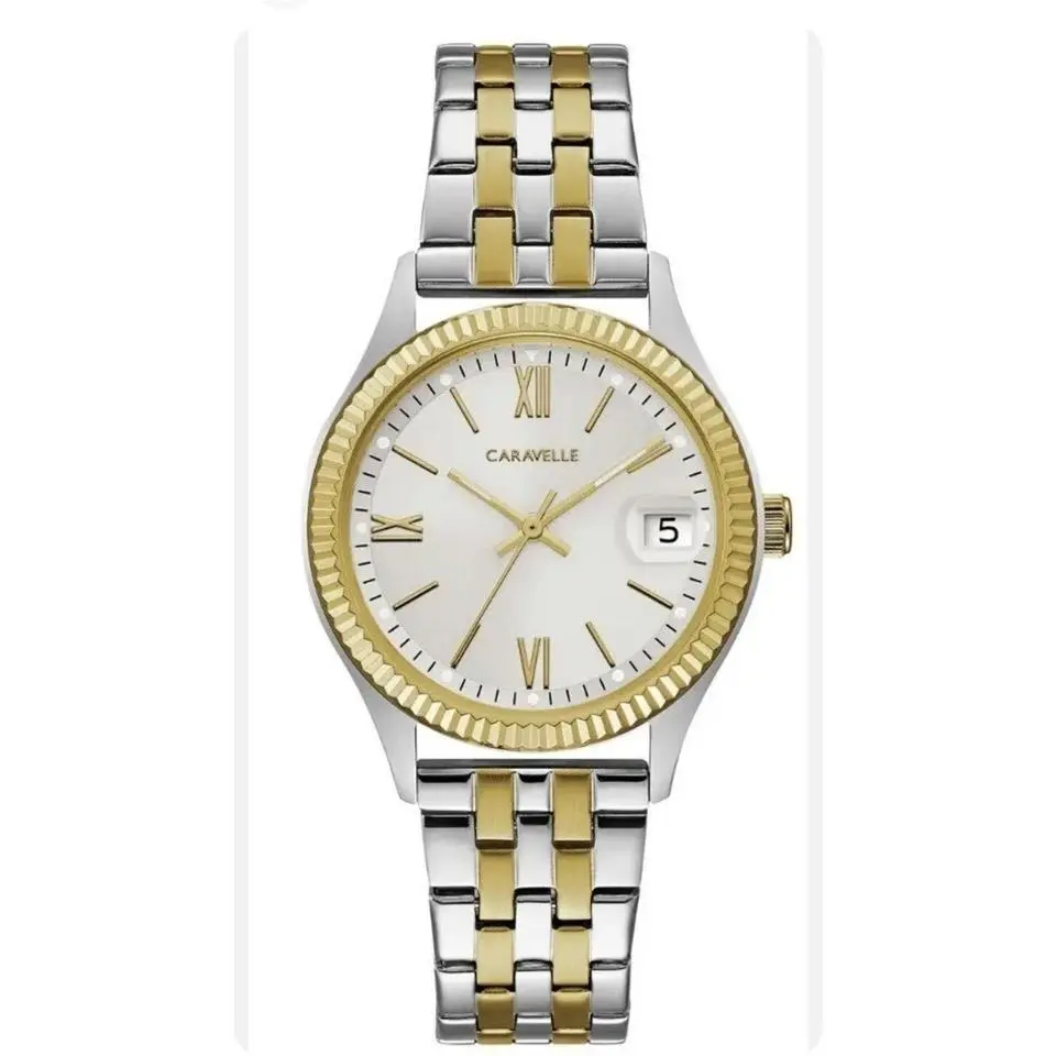 Caravelle  Women`s Two-tone Stainless Steel Watch 45M112 Silver Dial by Bulova