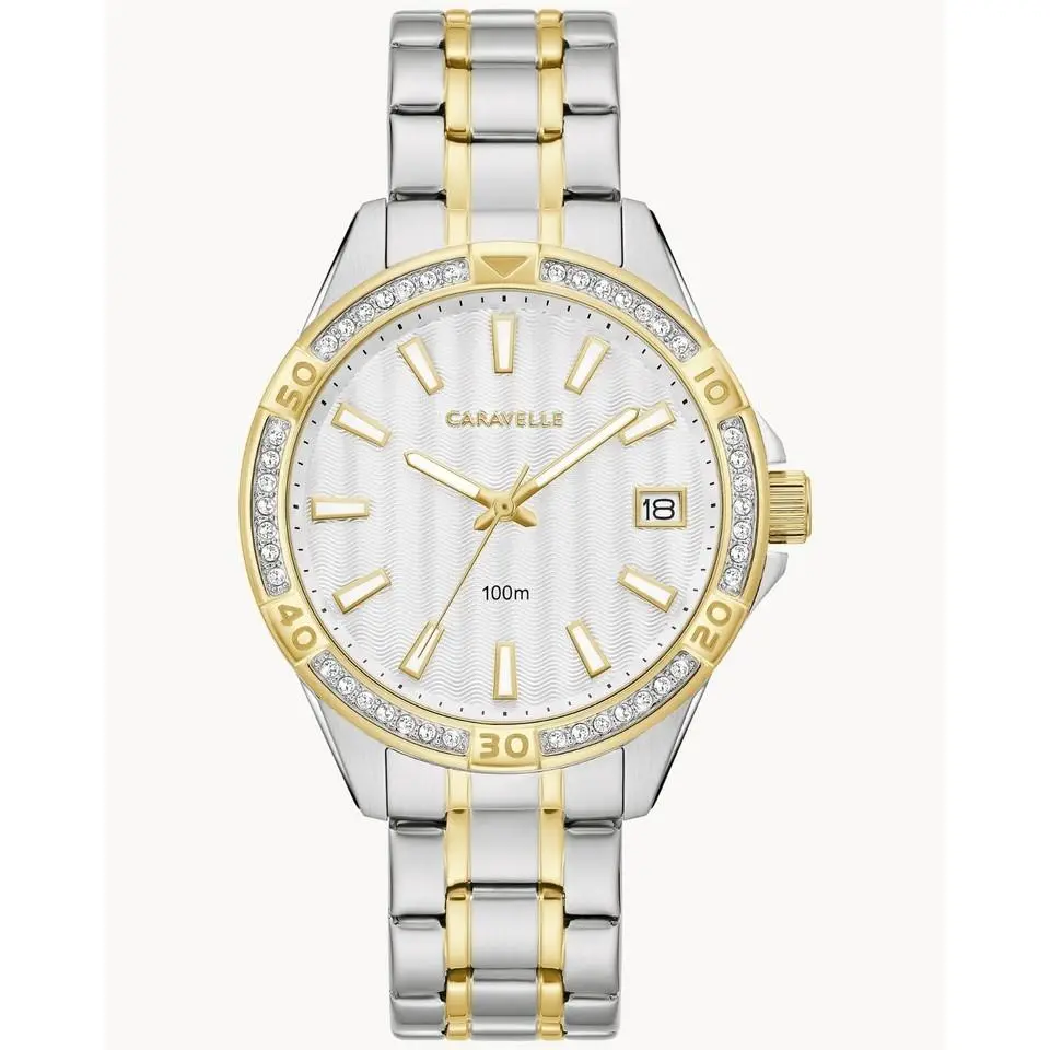 Caravelle  Women`s Aqualux Watch White Dial Crystal 45M120 by Bulova