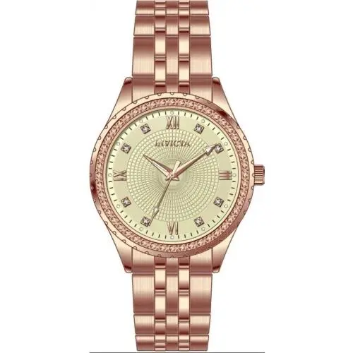 Wildflower Women`s Watch 33mm Rose Gold 69234 Textured Yellow Dial Jewel by Invicta
