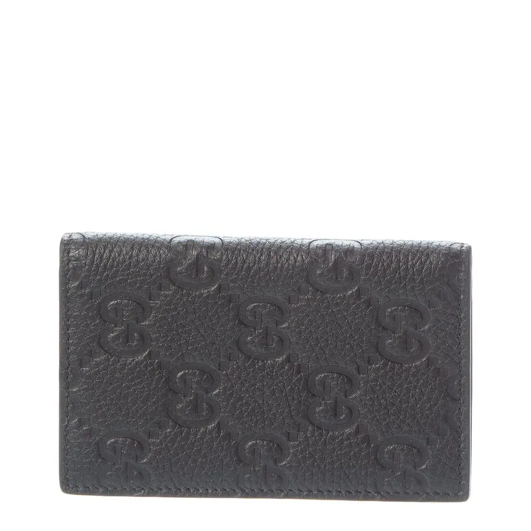 Imprint Long Leather Card Case Men`s Black Os by Gucci