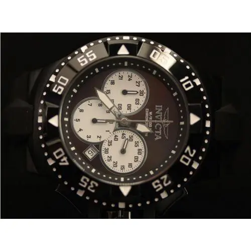 Invicta Mens 50mm Excursion Black Bezel Quartz Dial Chronograph Silicone Watch