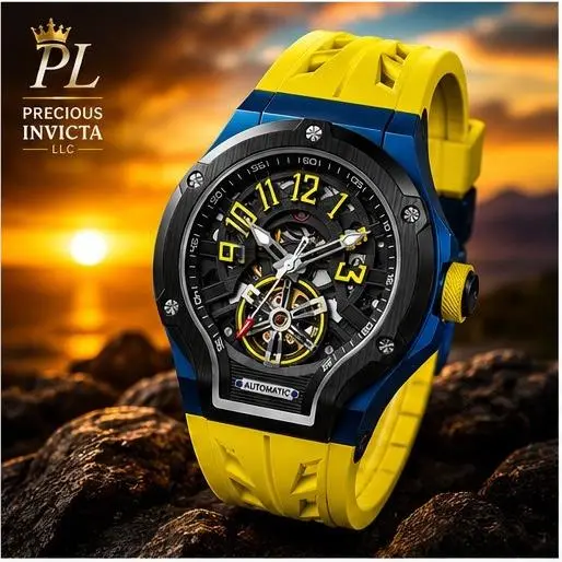 Invicta Men`s 45mm S1 Rally Automatic Skeleton Dial Yellow/blue/black SS Watch