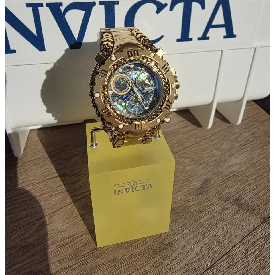 Gladiator Quartz Gold Tone Abalone Dial Watch w/ Dive Case 43mm 41125 by Invicta