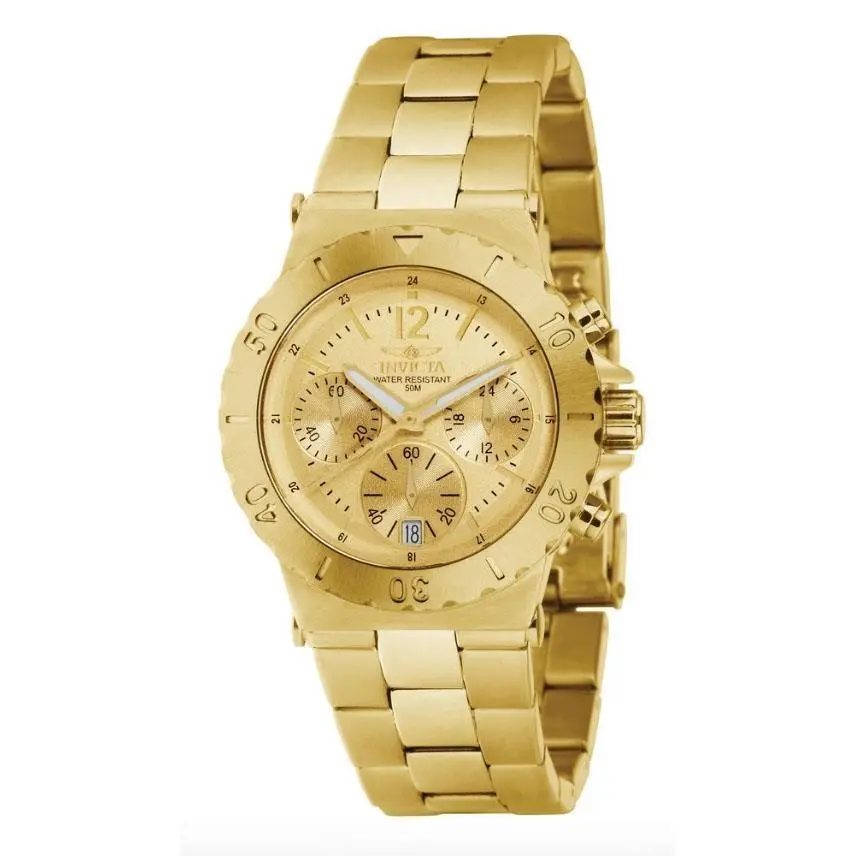 Specialty 1276 Women`s Analog Gold Tone Chronograph Date Watch by Invicta
