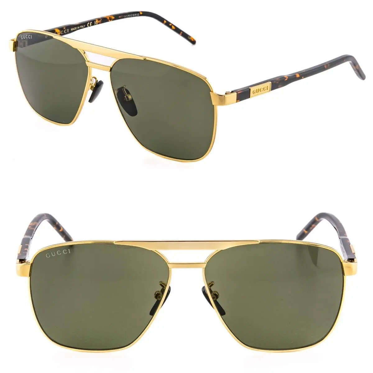 1164 Gg1164S Gold Havana Green Logo Geometric Aviator Unisex Sunglass 004 by Gucci