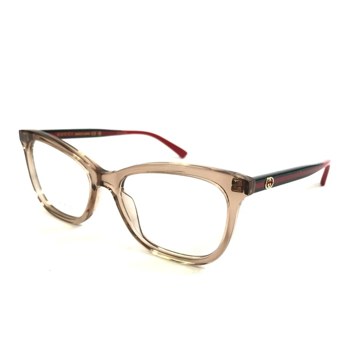 Eyeglasses Frames GG2117O 003 Light Brown Red Green Striped 54-17-145 by Gucci