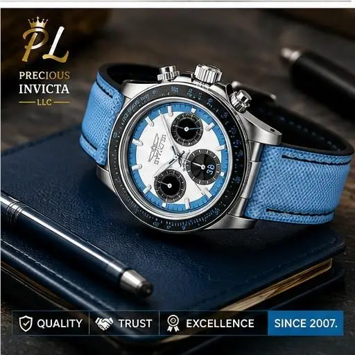 Invicta Men`s 39.5mm Speedway Quartz Chronograph Light Blue/white/silver Watch