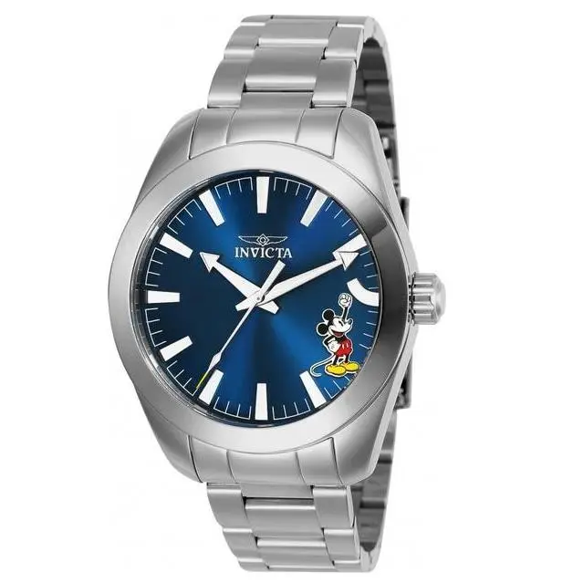 Invicta Disney Limited Edition 25239 Stainless Steel Men`s Mickey Mouse Watch - Dial: Blue, Band: Silver, Bezel: Silver