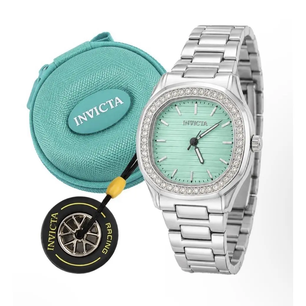 Crystal Silver Aquamarine Women`s Watch Case Key Chain 001-GA-L-501 by Invicta