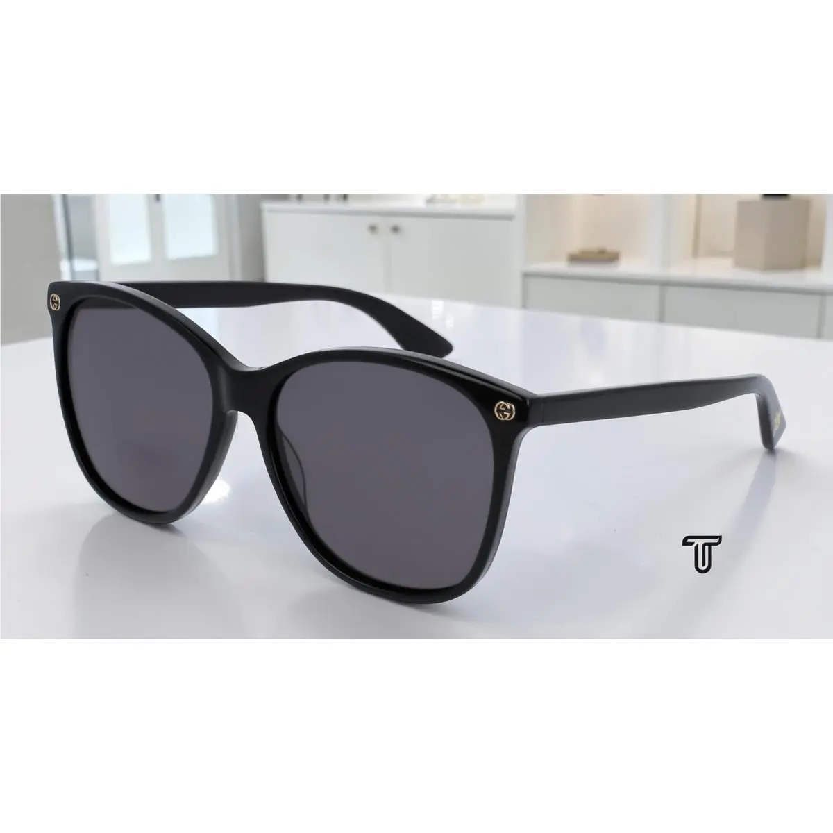 GG0024S 001 Round Oval Black Grey 58 mm Women`s Sunglasses by Gucci