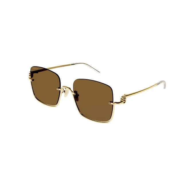 GG1279S Women Gold Brown Square Half-rim Shades Sunglasses 54-21-140 by Gucci