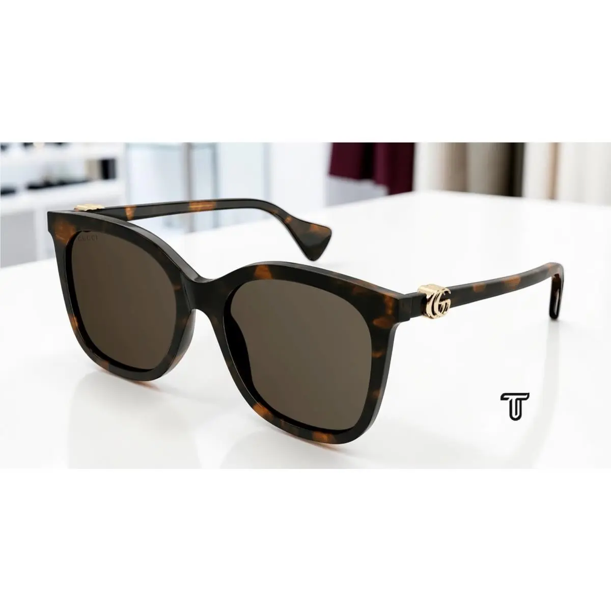 GG1071S 002 Cat Eye Acetate Havana Brown 55 mm Women`s Sunglasses by Gucci
