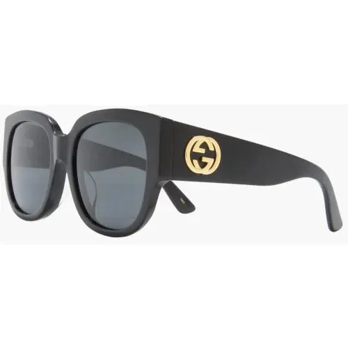 GGG0142SAN 001 55 Black/grey Lens Oversized Round Sunglasses by Gucci