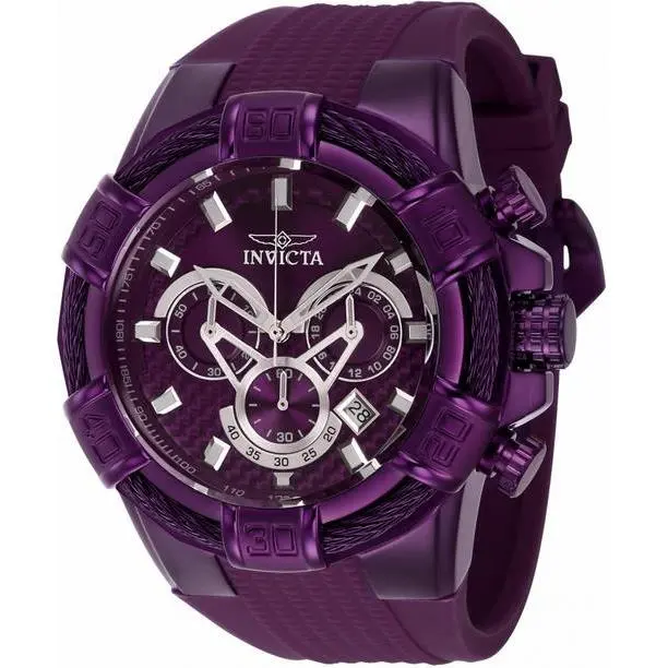 Invicta Bolt 40663 Men Round Chronograph Purple Silicone Band Purple Cable Watch