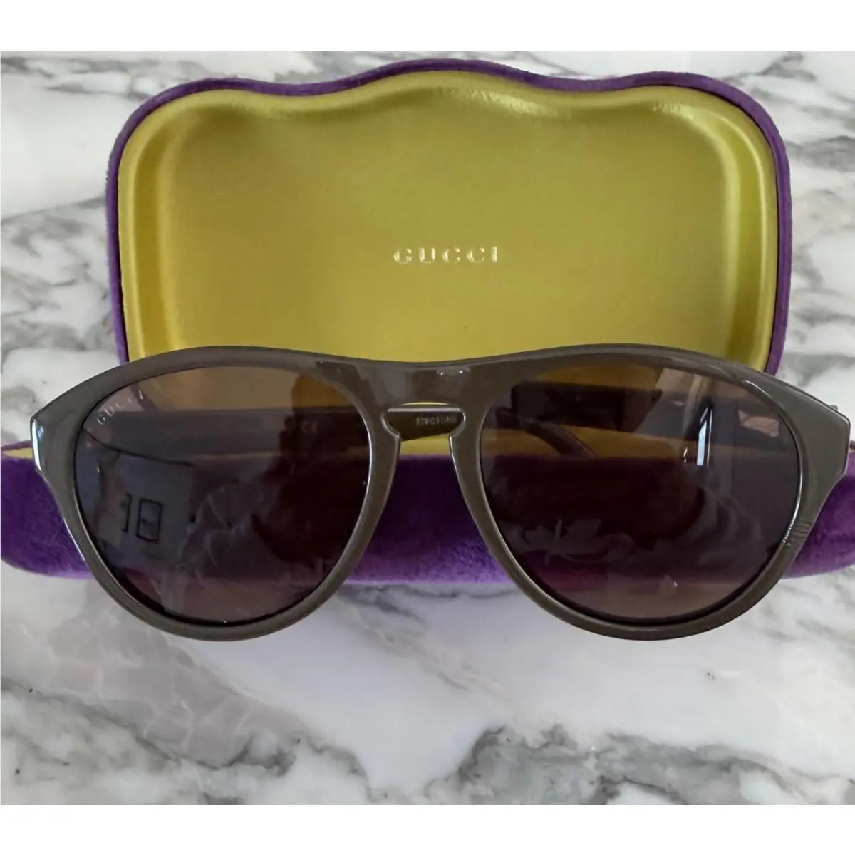 GG0747S Sunglasses Brown Acetate Frames Gray Lenses 55-19/145 by Gucci