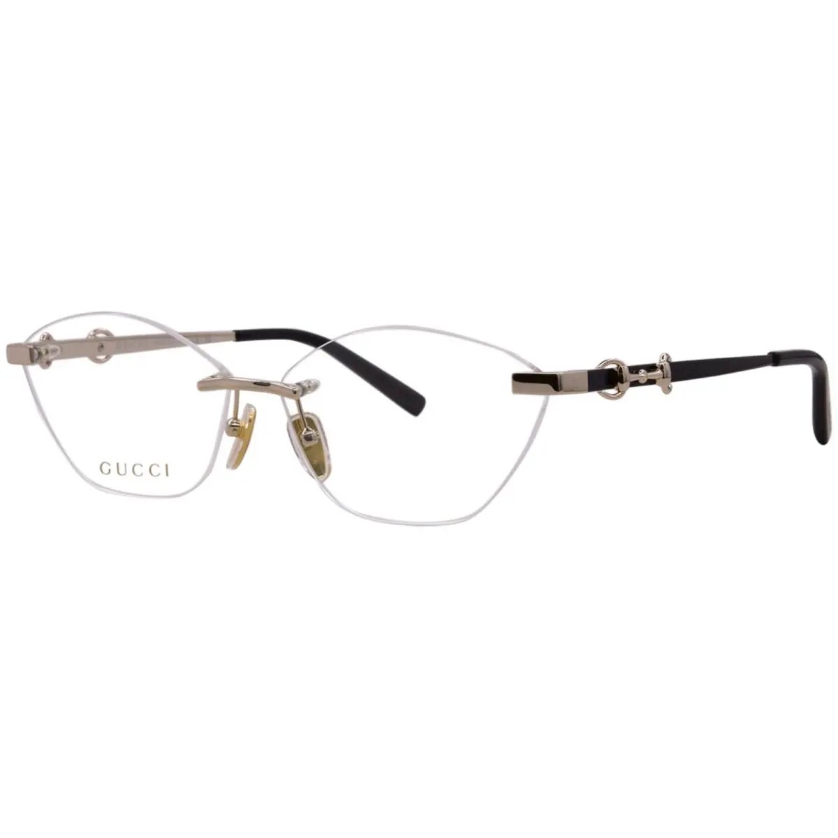 GG2050O 001 Eyeglasses Women`s Gold/black Rimless Style Cat Eye 59mm by Gucci