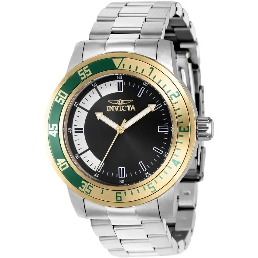 Invicta Specialty Men`s Watch Black White Dial with Silver Bracelet 38595