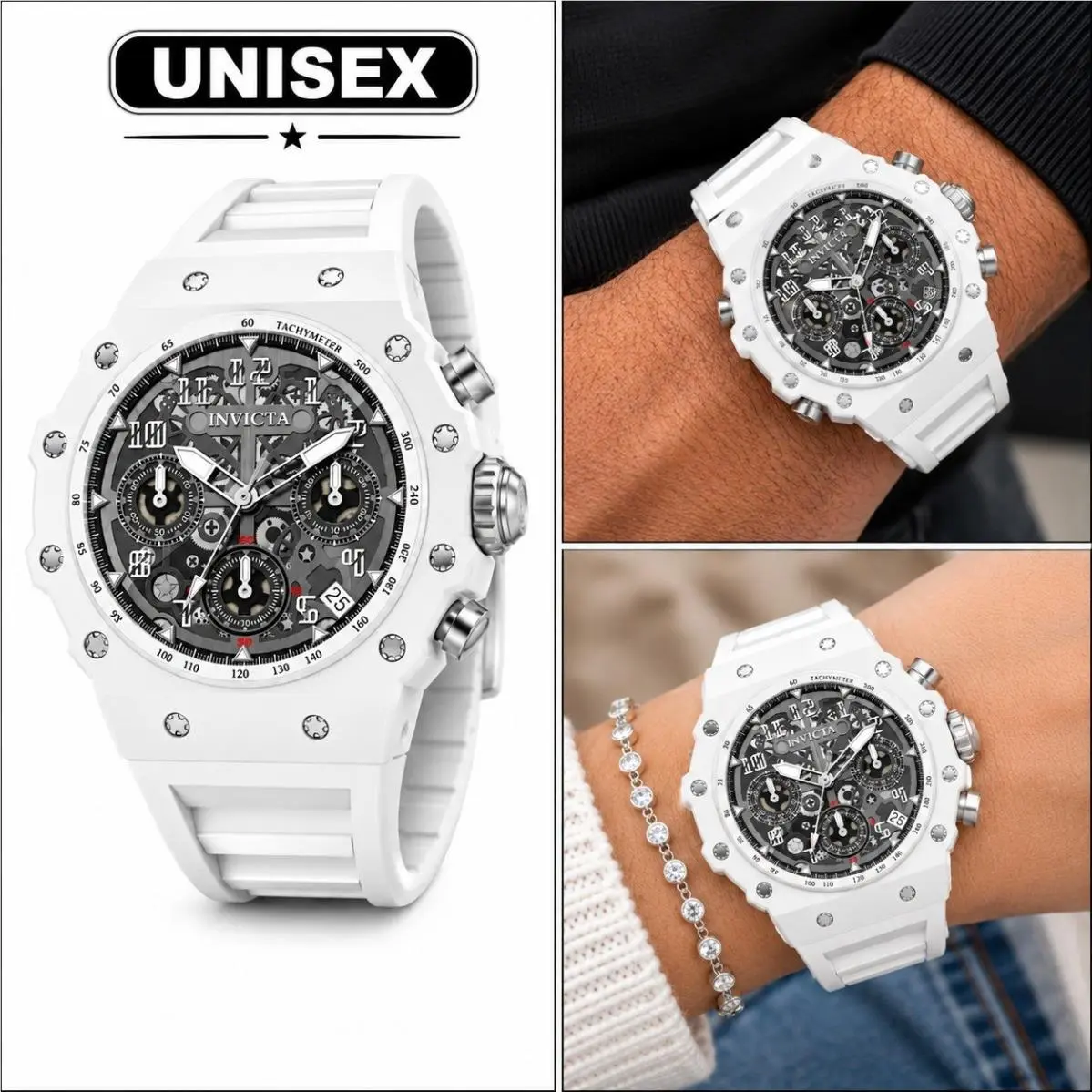 Racing Valyron Watch Unisex 41mm White by Invicta