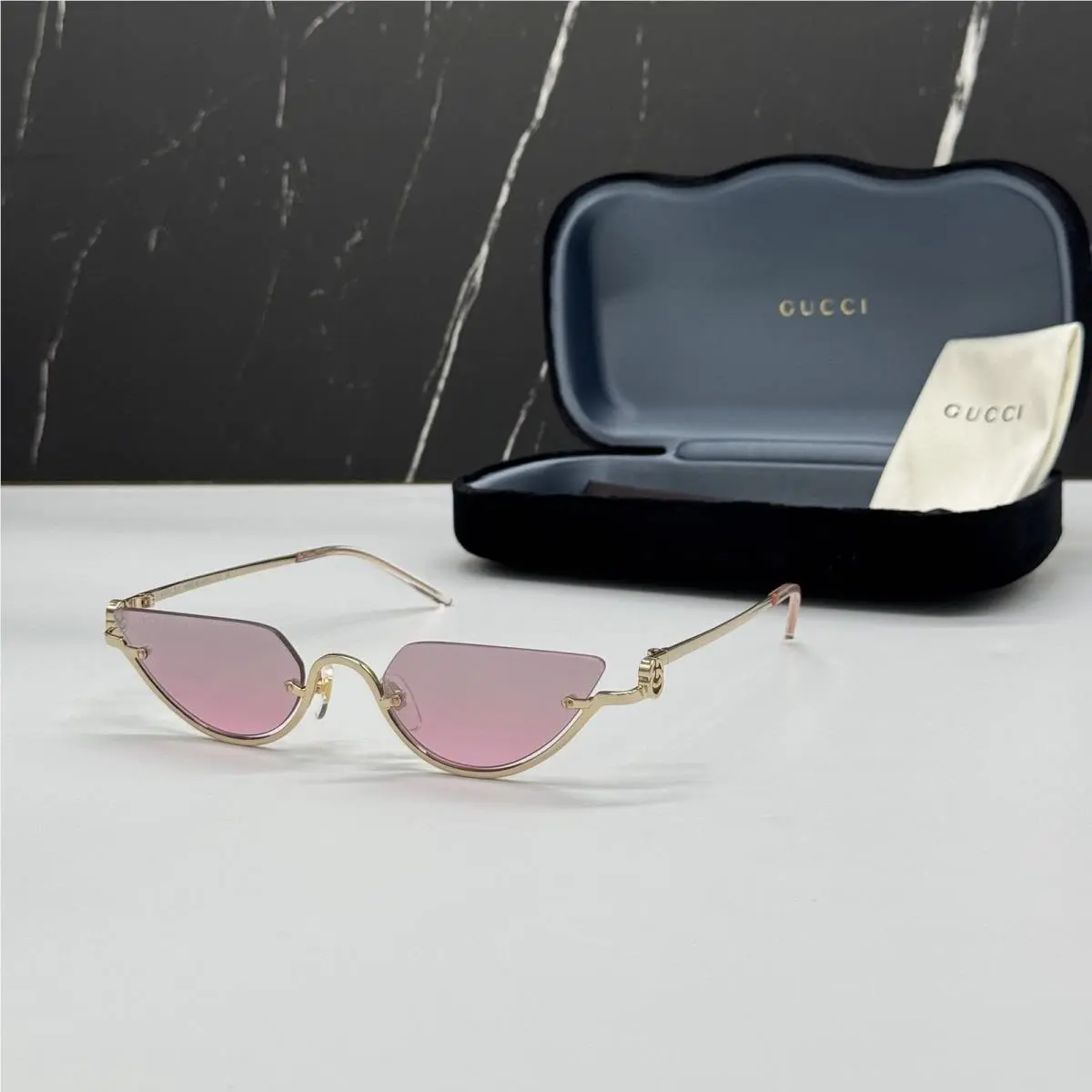 GG1603S 003 Cat Eye Pink Gold Women Sunglasses by Gucci