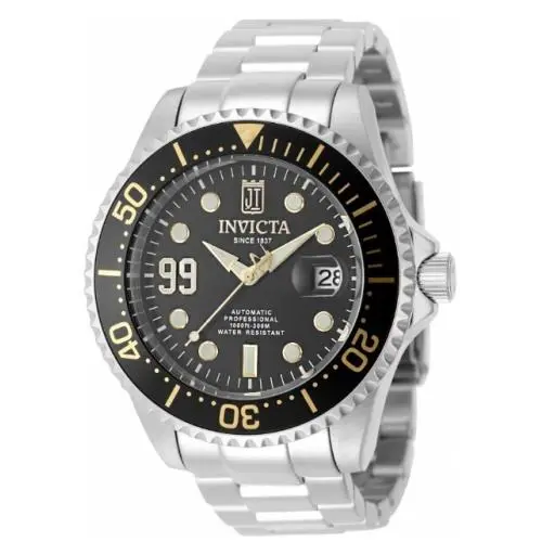 JT Automatic Steel Tone Case Black Metal Dial Steel Band 47mm 51308 by Invicta