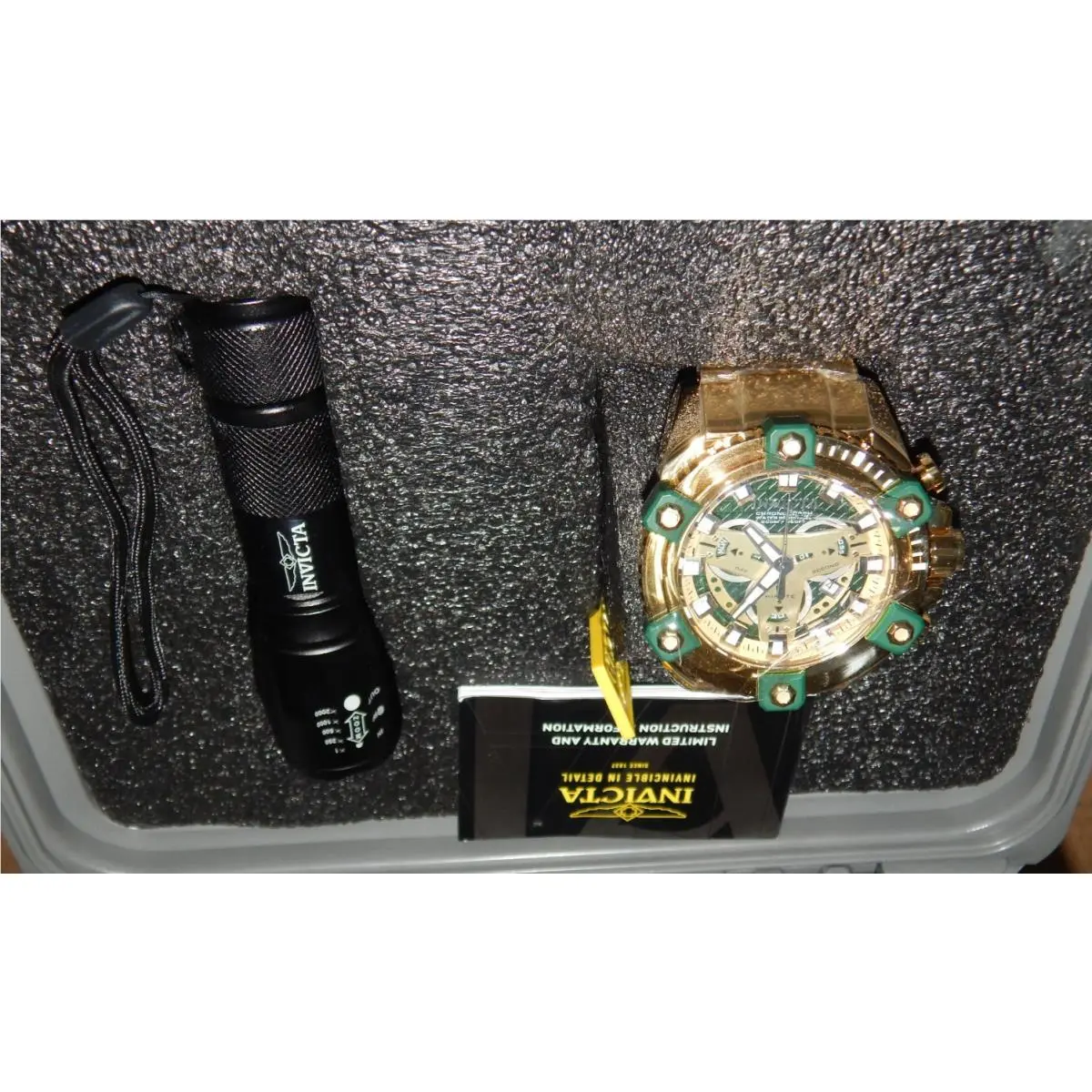 Invicta Coalition Forces Chronograph Stainless Watch 29018 Flashlight Case