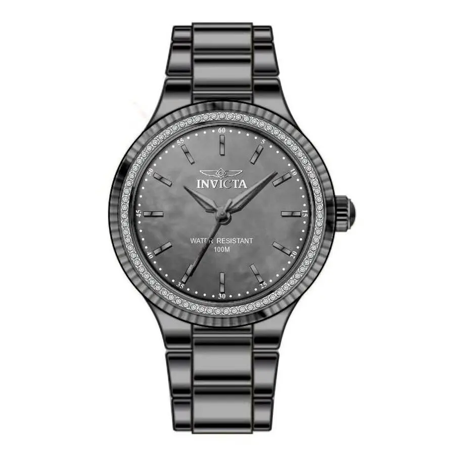 Angel Women`s Mother of Pearl Black Watch Black Dial 50649 38mm by Invicta